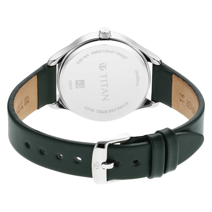 Workwear Silver Dial Green Leather Strap Watch 2649SL01