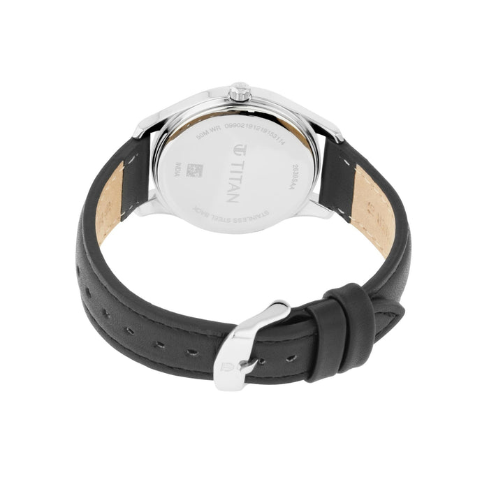 Workwear Watch with Black Dial & Leather Strap