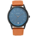 Workwear Watch with Blue Dial & Leather Strap