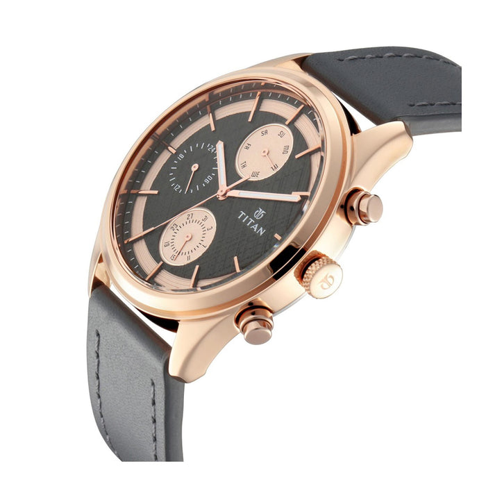 Workwear Watch with Grey Dial & Grey Leather Strap 1805WL01