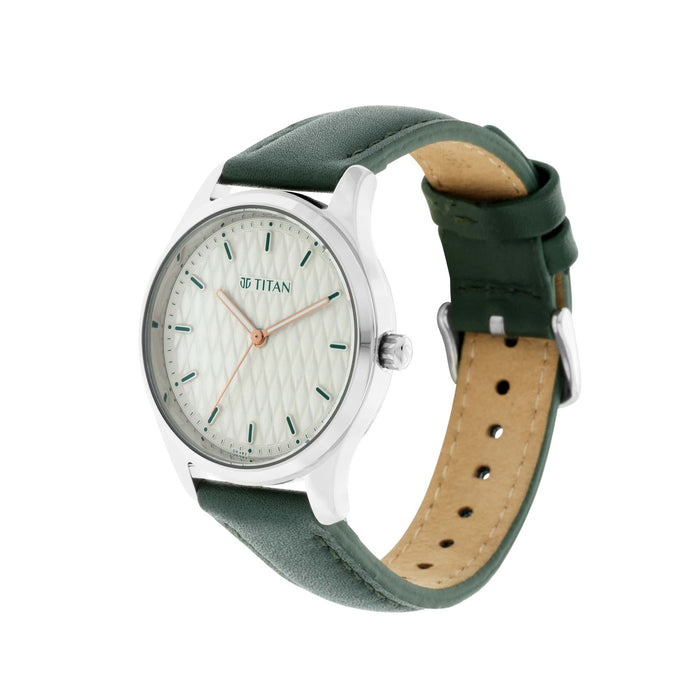 Workwear Watch with White Dial & Leather Strap