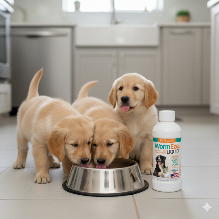 Wormeze Liquid Wormer 8 oz with Piperazine Cats Dogs Puppies Kittens Roundworm