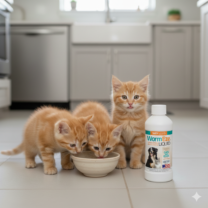 Wormeze Liquid Wormer 8 oz with Piperazine Cats Dogs Puppies Kittens Roundworm