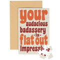 Puzzle with funny quote on a card with a brown envelope