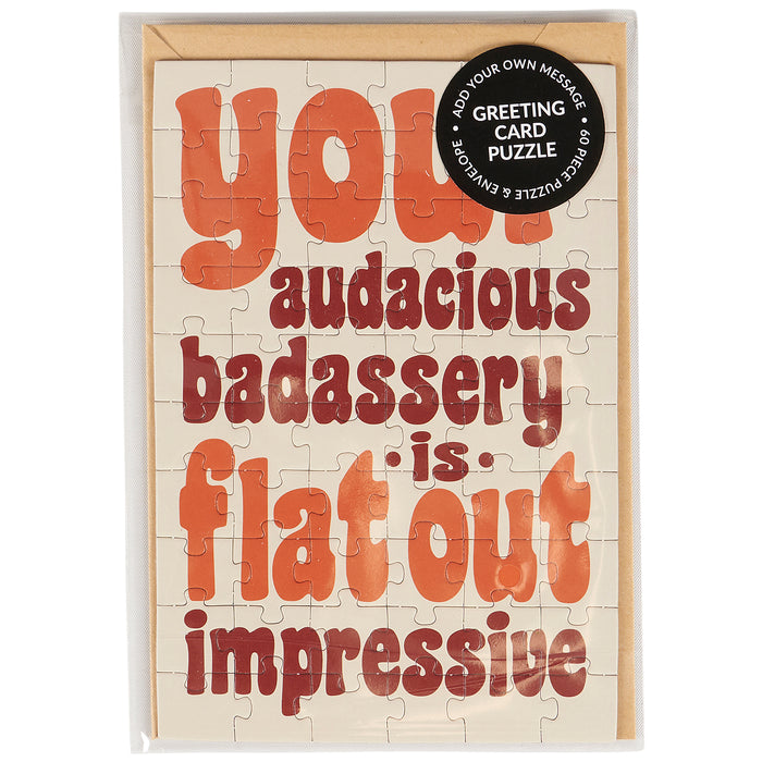 Jigsaw puzzle with funny quote on a white background