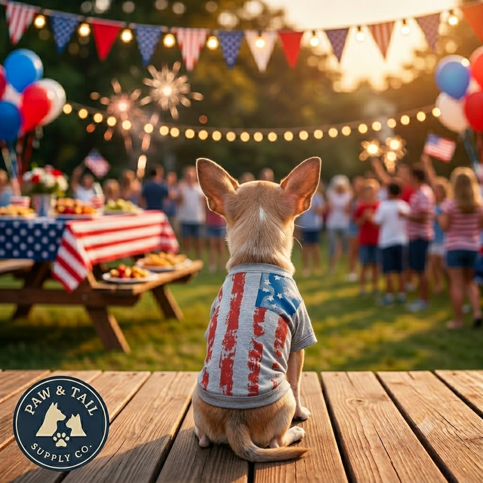 Zack & Zoey America's Pup Flag Dog Tee Gray XX-Small