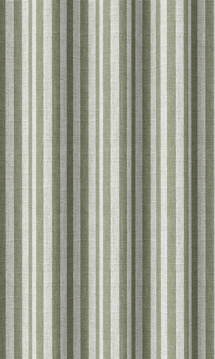 Modern Striped Curtains (Green/ White)