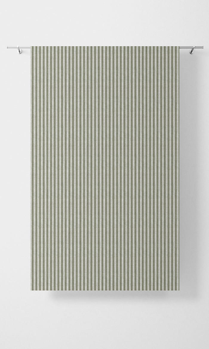 Modern Striped Pinch Pleat, Rod Pocket, Eyelet Curtains (Green/ White)