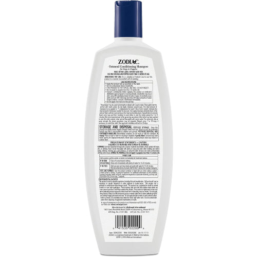 Zodiac Flea & Tick Shampoo Oatmeal Dogs & Puppies Conditioning 18 oz.