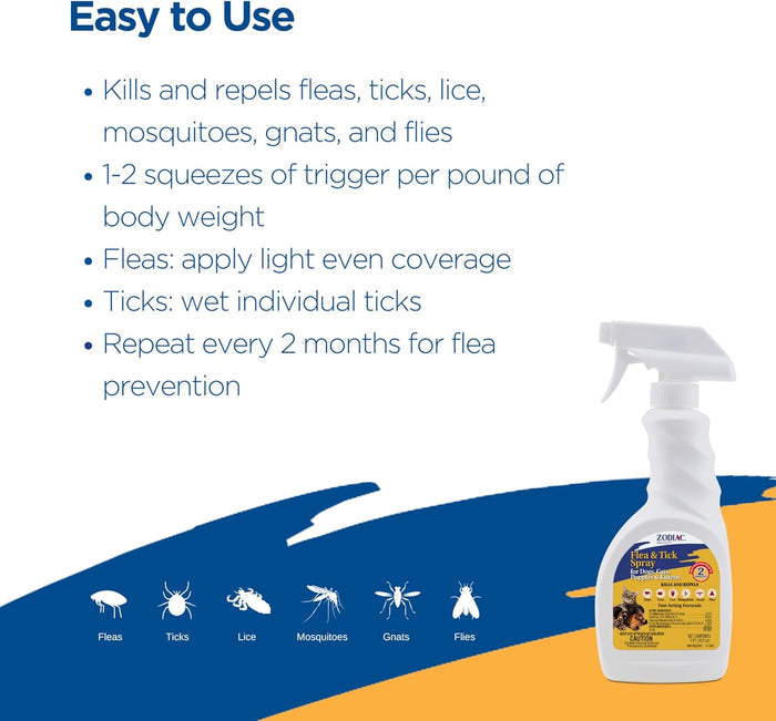 Zodiac Flea & Tick Spray for Dogs, Cats & Puppies, 16 oz