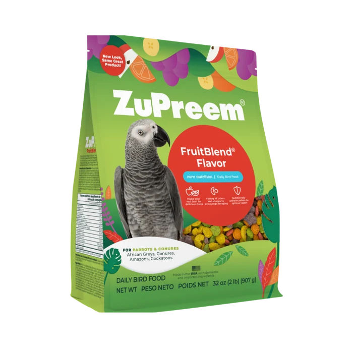 ZuPreem FruitBlend Parrots & Conures Bird Food 2lb Complete Nutrition Natural Flavors