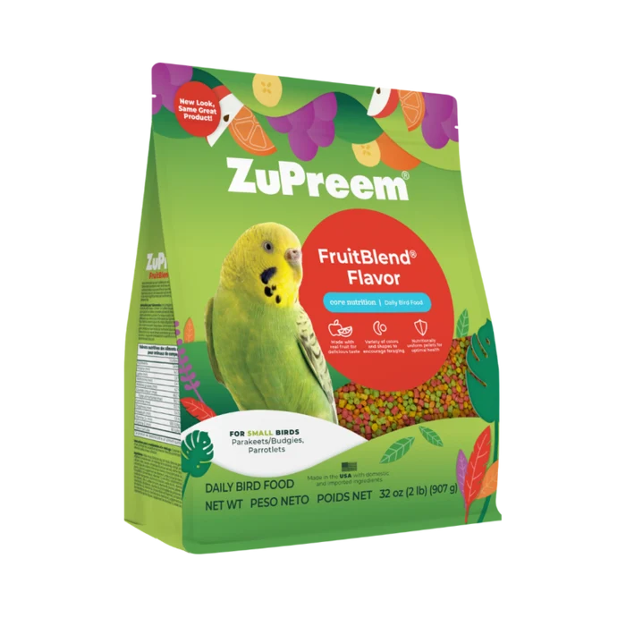 ZuPreem FruitBlend Small Bird Food 2lb Complete Nutrition Natural Flavors USA