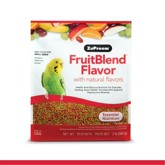 ZuPreem FruitBlend Small Bird Food 2lb Complete Nutrition Natural Flavors USA