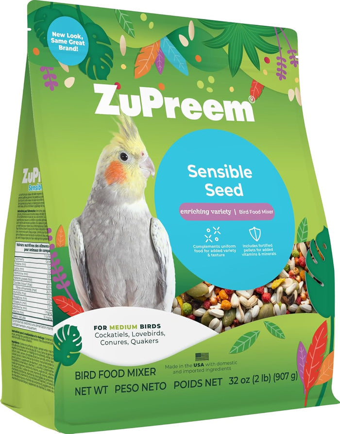 ZuPreem Sensible Seed Cockatiel Lovebird Food Seed Pellet Blend Medium Birds 2lbs.