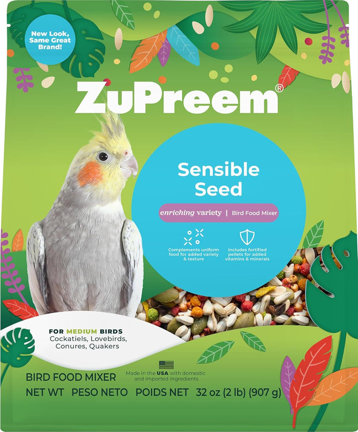 ZuPreem Sensible Seed Cockatiel Lovebird Food Seed Pellet Blend Medium Birds 2lbs.