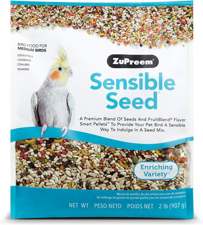 ZuPreem Sensible Seed Cockatiel Lovebird Food Seed Pellet Blend Medium Birds 2lbs.