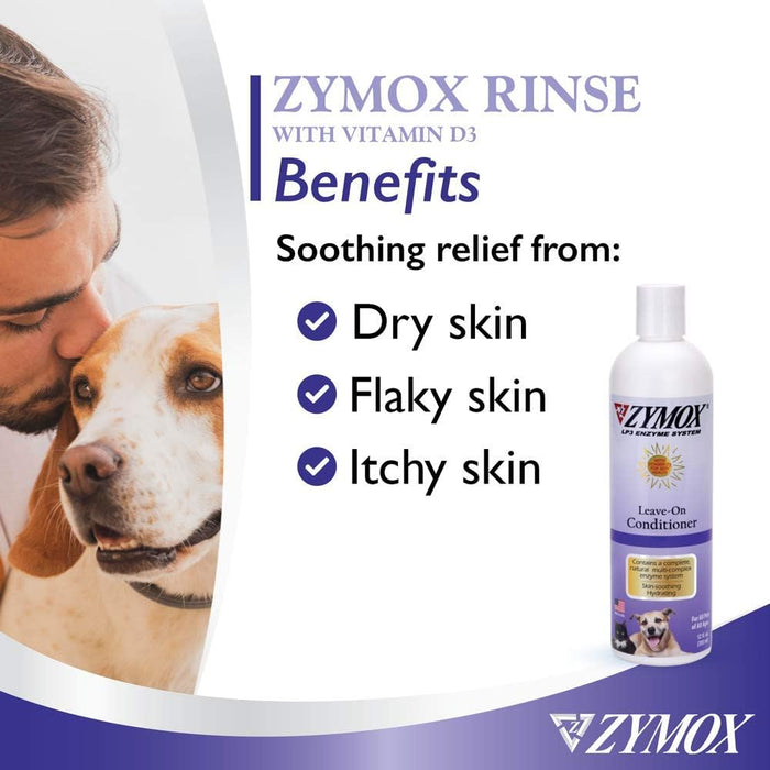 Zymox Leave-On Conditioner with Vitamin D3 12oz Skin Soothing Treatment for Dogs & Cats
