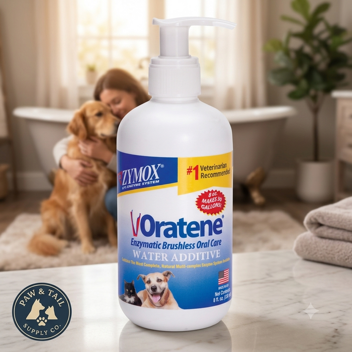 Zymox Oratene Enzymatic Brushless Oral Care Water Additive Animal Use Only 8 oz.