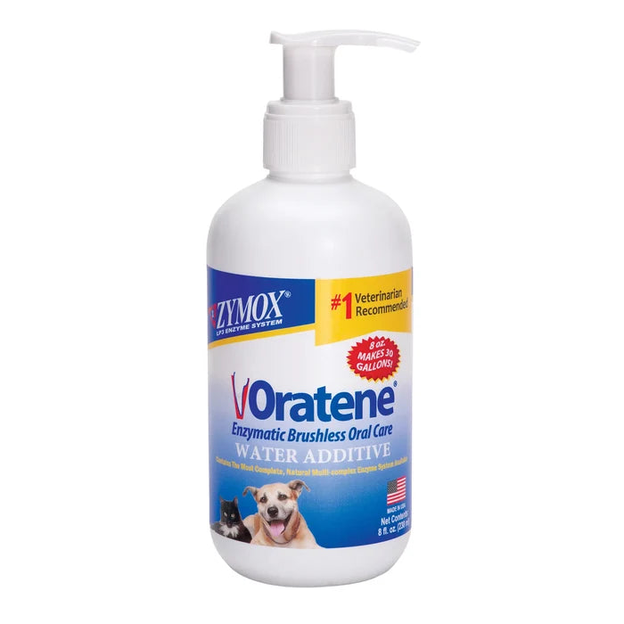 Zymox Oratene Enzymatic Brushless Oral Care Water Additive Animal Use Only 8 oz.