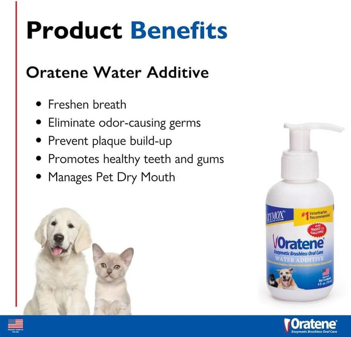 Zymox Oratene Enzymatic Brushless Oral Care Water Additive Animal Use Only 8 oz.