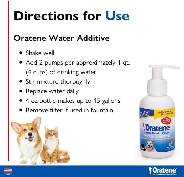 Zymox Oratene Enzymatic Brushless Oral Care Water Additive Animal Use Only 8 oz.