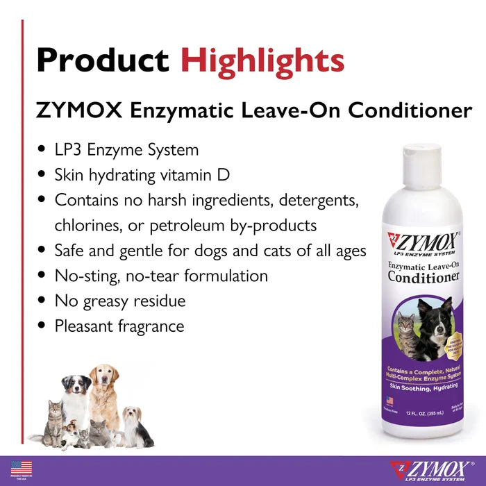 Zymox Shampoo + Conditioner Rinse Combo Pack LP3 Enzyme + Vitamin D3