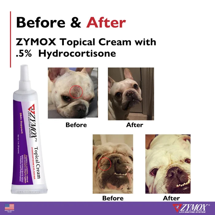 Zymox Topical Cream 0.5% Hydrocortisone LP3 Enzyme Itch Relief for Pets