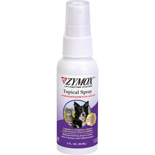 Zymox Topical Spray 0.5% Hydrocortisone Dogs Cats Wounds Itching 2 oz.