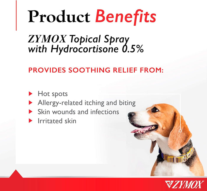 Zymox Topical Spray 0.5% Hydrocortisone Dogs Cats Wounds Itching 2 oz.